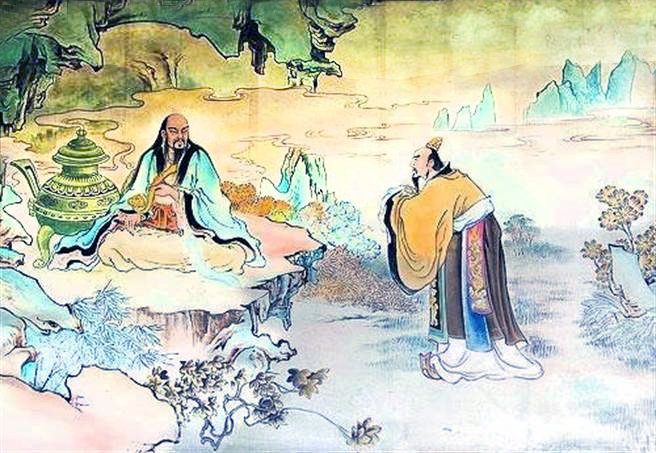Hoàng Đế lên núi tìm đạo bái tiên ông Quảng Thành Tử làm thầy.